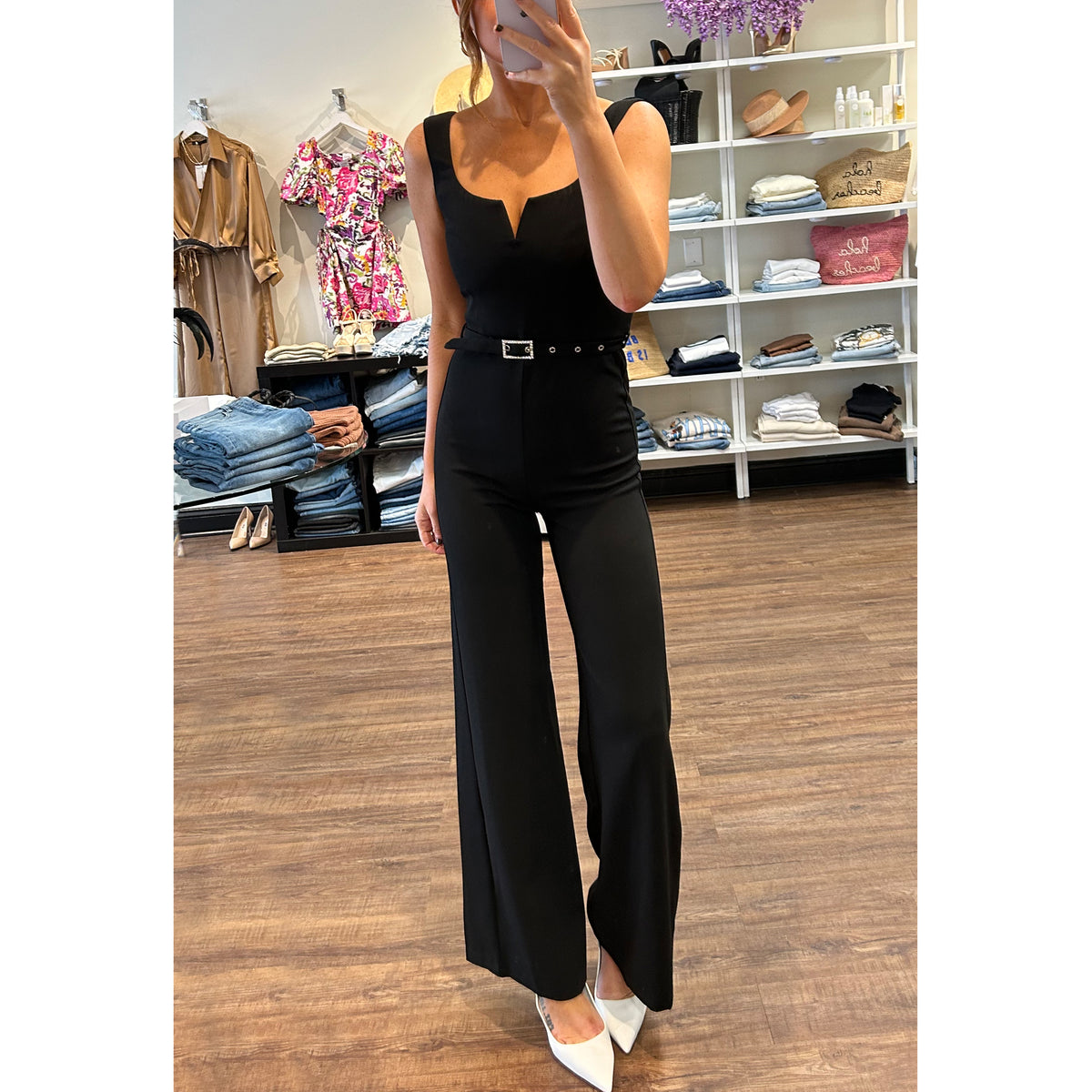 Generation Love Serina Crepe Belted Jumpsuit in Black