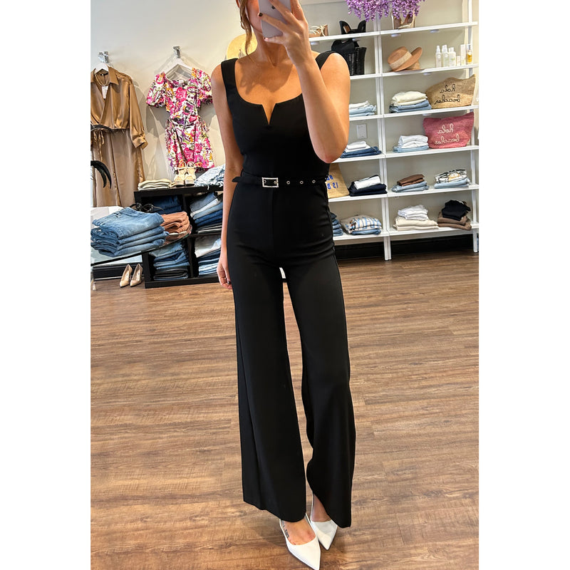 Generation Love Serina Crepe Belted Jumpsuit in Black