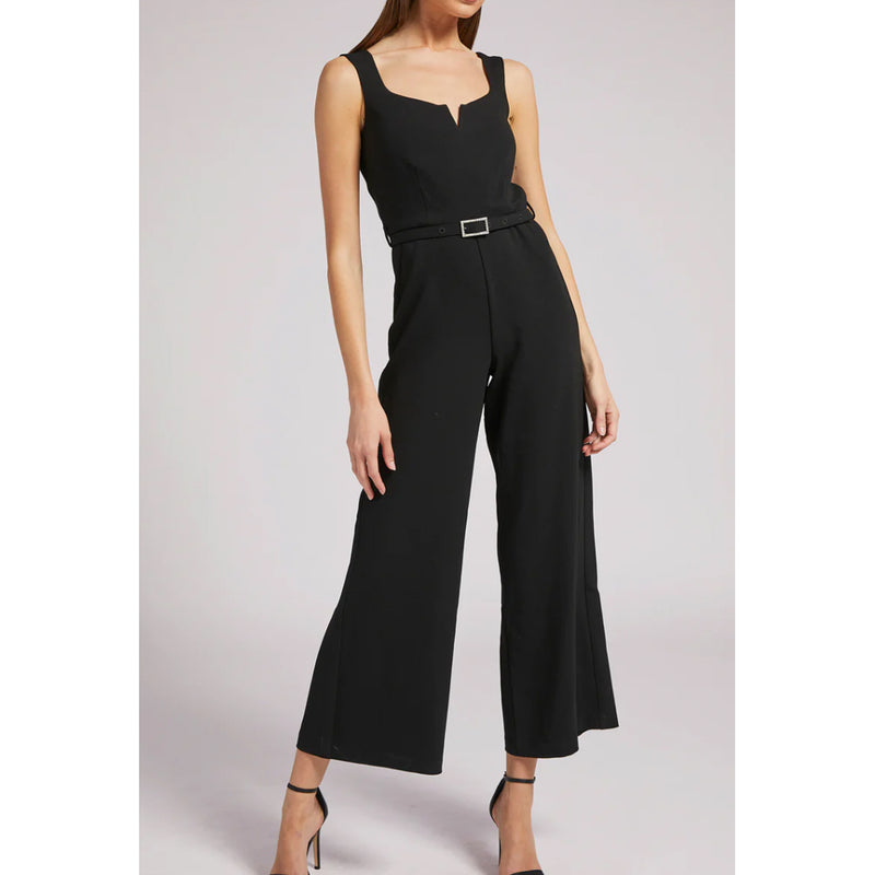 Generation Love Serina Crepe Belted Jumpsuit in Black