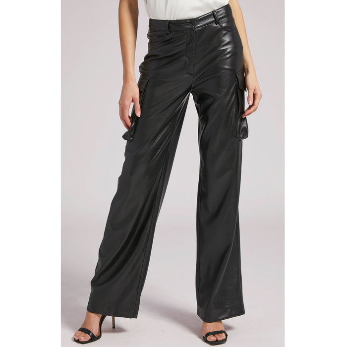 Generation Love Nate High Waisted Faux Leather Cargo in Black