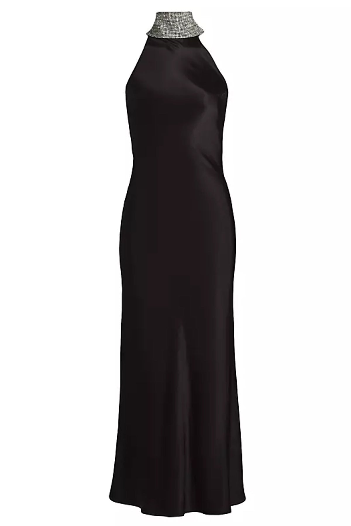 Generation Love Riella Crystal Halter Satin Dress in Black