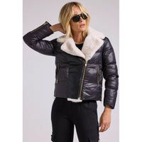 Generation Love Avila Faux Fur Combo Puffer in Black/White