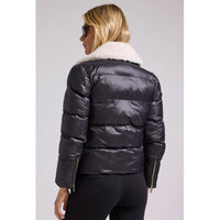 Generation Love Avila Faux Fur Combo Puffer in Black/White