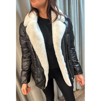 Generation Love Avila Faux Fur Combo Puffer in Black/White