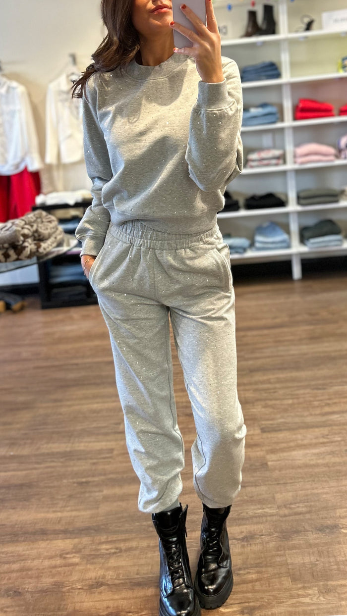 Generation Love Ruel Crystal Sweatpants in Heather Grey