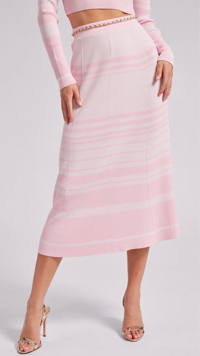 Generation Love Tiana Knit Sweater Skirt in Pink Stripe