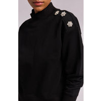 Generation Love Cia Crystal Button Sweatshirt in Black