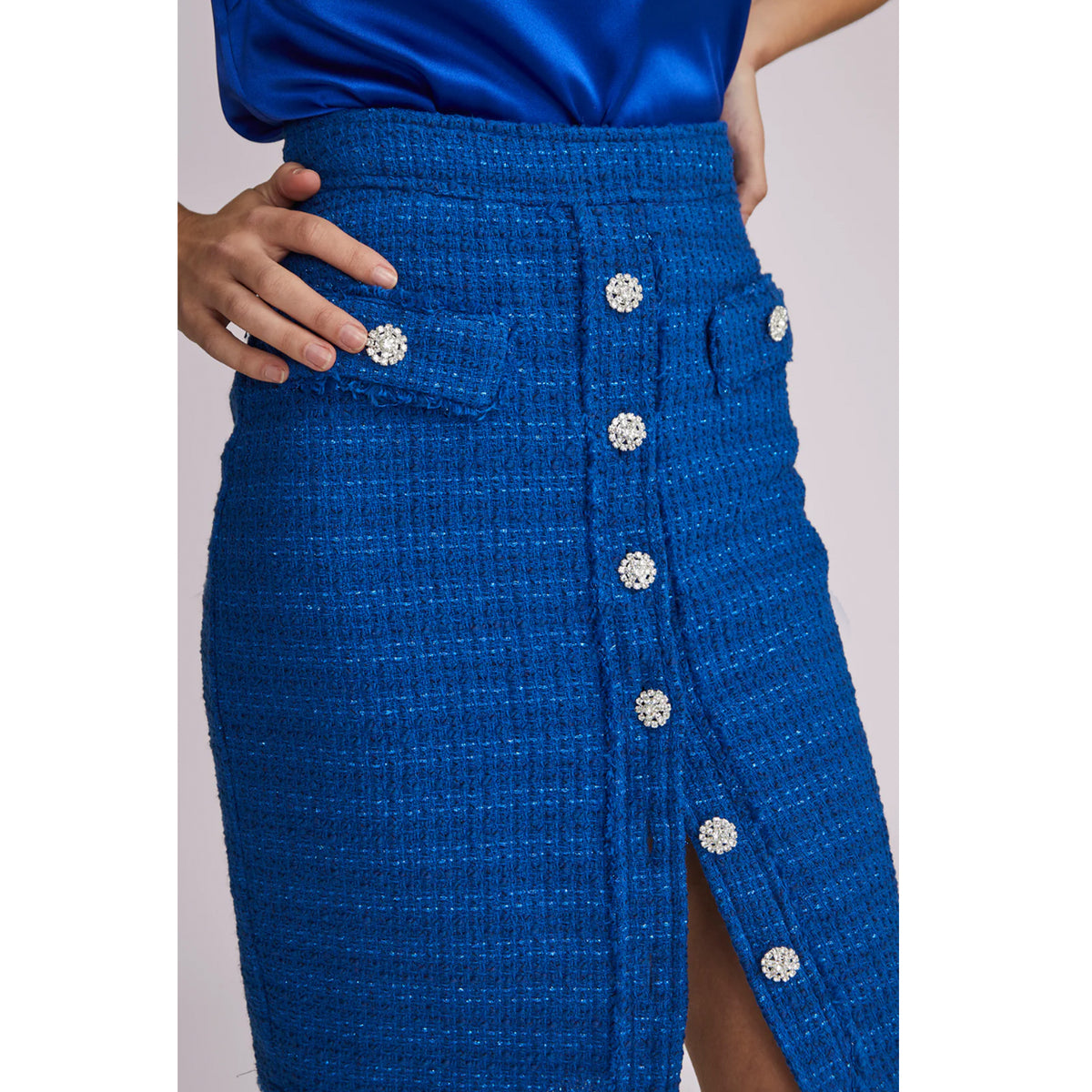 Generation Love Sarah Tweed Skirt in Cobalt