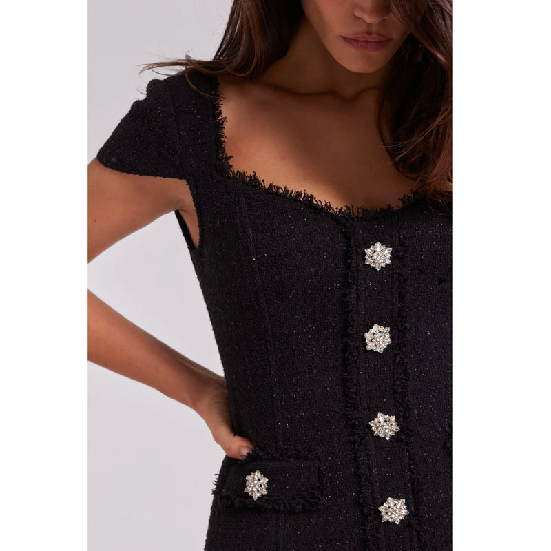 Generation Love Mikayla Tweed Mini Dress in Black