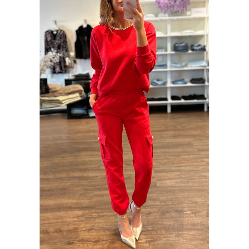 Generation Love Misha Cargo Sweatpants in Red