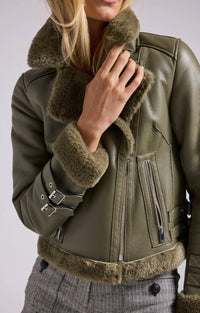 Generation Love Dion Shearling Faux Fur Jacket in Olive