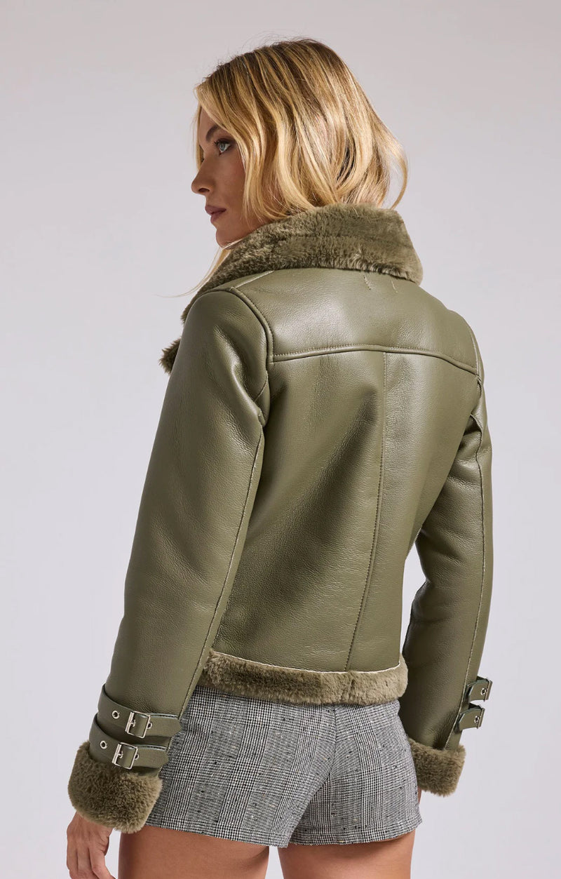 Generation Love Dion Shearling Faux Fur Jacket in Olive