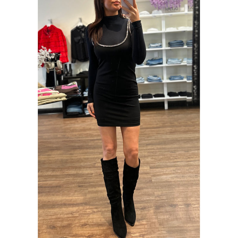 Generation Love Kylie Crystal Ponte Mini Dress in Black