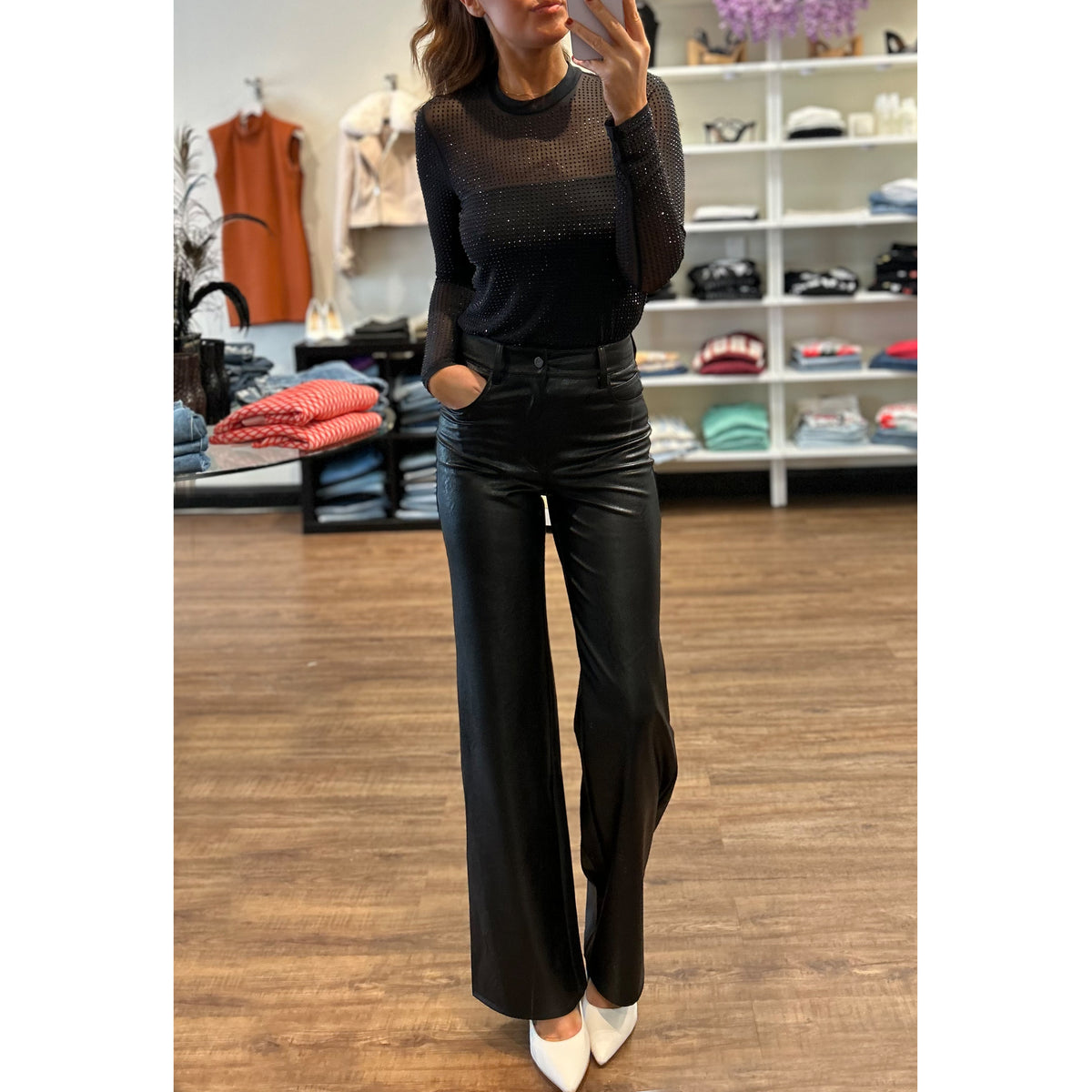 Generation Love Cole Crystal Long Sleeve Top in Black