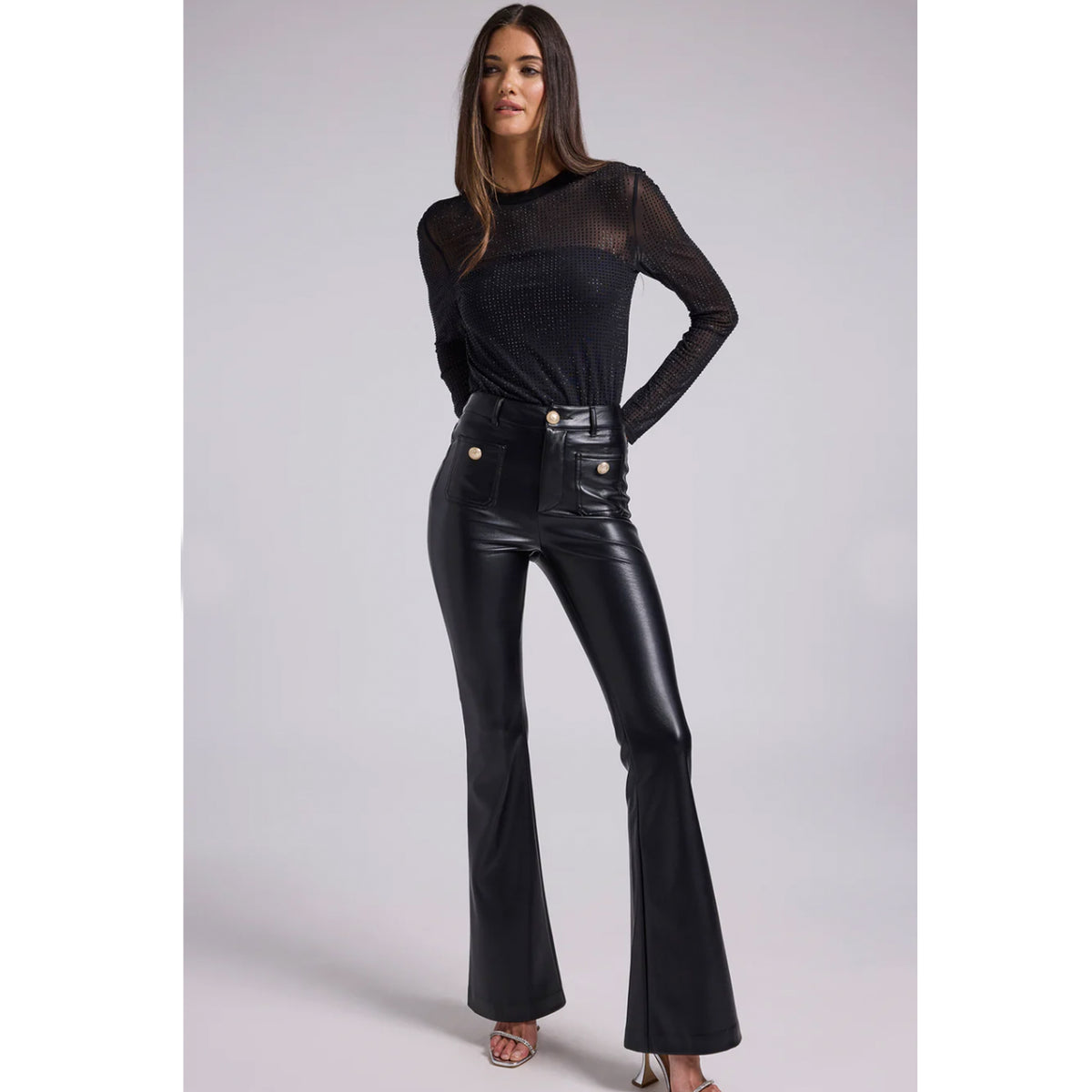 Generation Love Cole Crystal Long Sleeve Top in Black