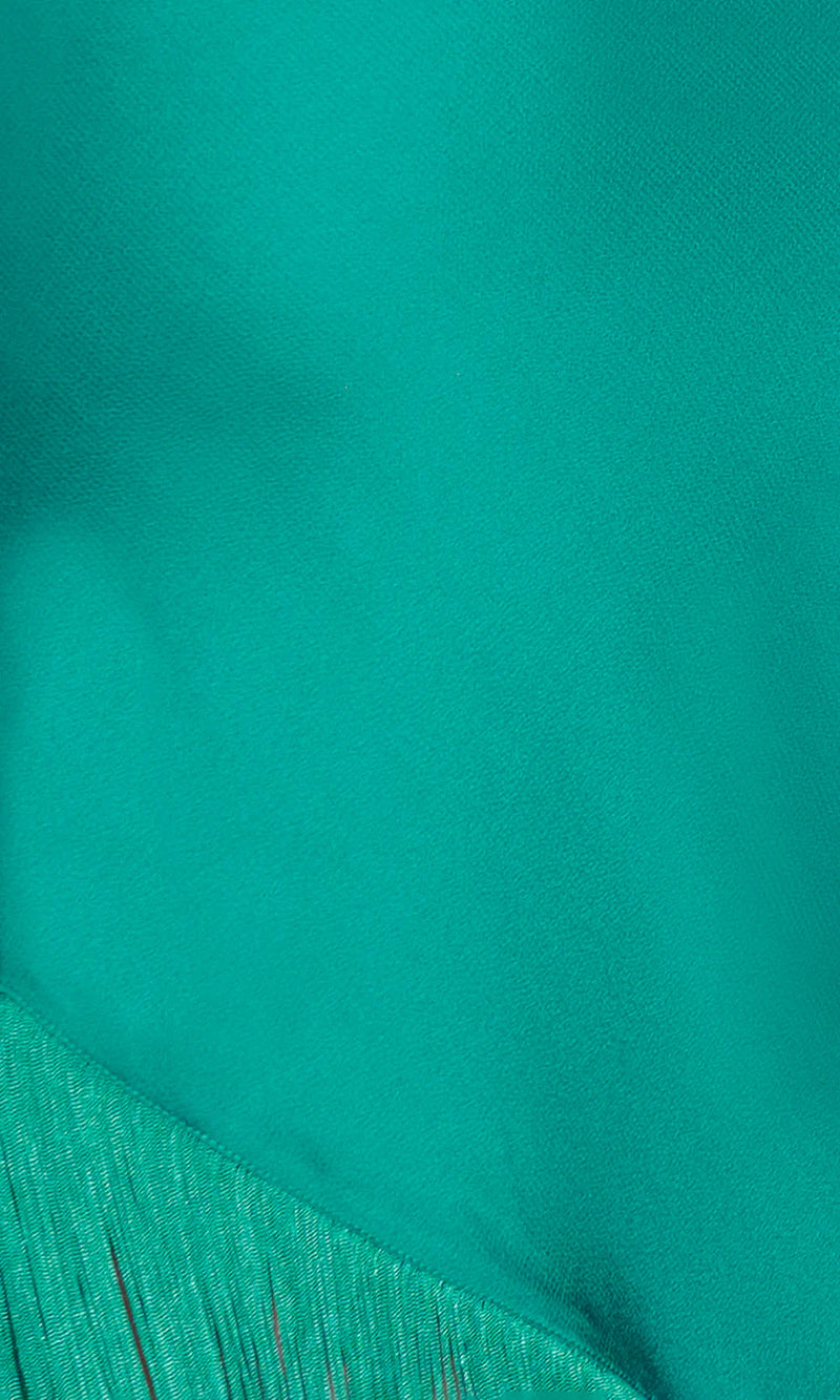 Saylor Haverine Fringe Midi Dress in Green
