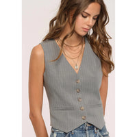 Heartloom Anais Pinstriped Vest in Heather Grey
