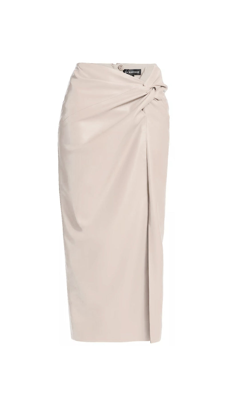 Lamarque Eileen Faux Leather Maxi Skirt in Bone