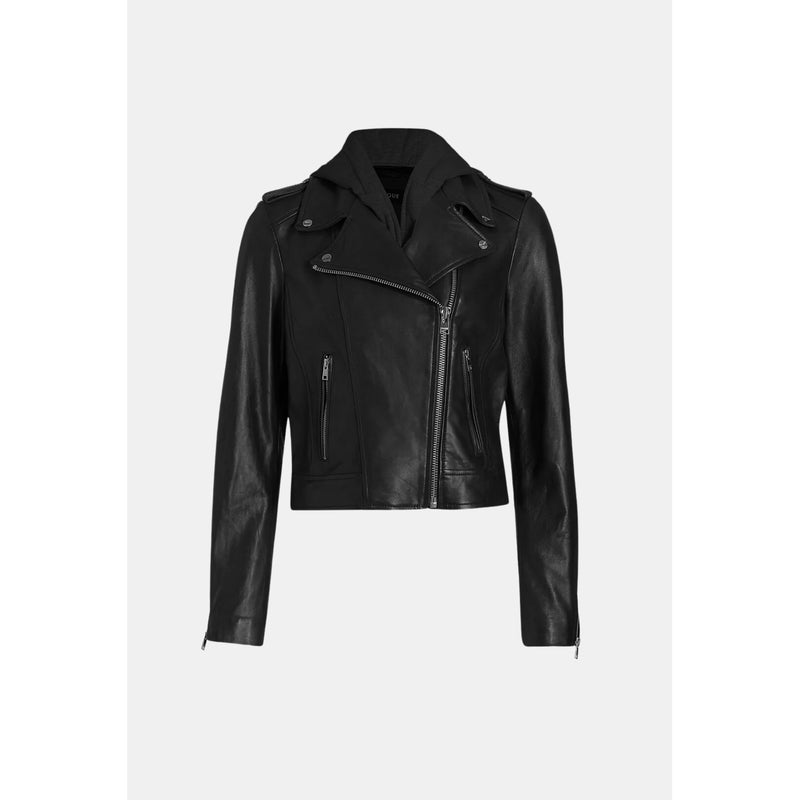Lamarque Holy Leather Jacket with Removable Hood in Black