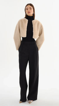 Lamarque Rowdie Faux Fur Crop Jacket in Angora