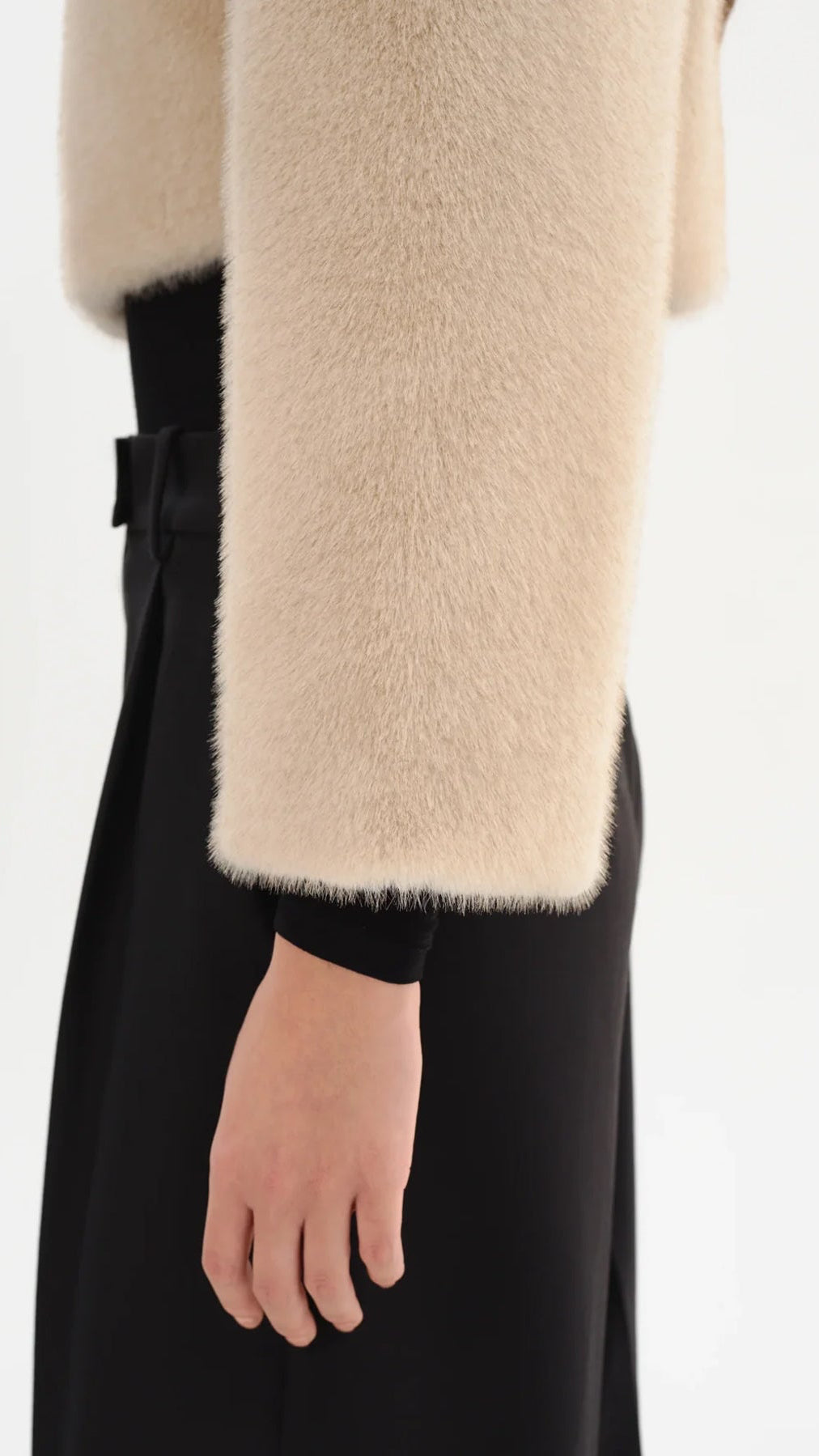 Lamarque Rowdie Faux Fur Crop Jacket in Angora