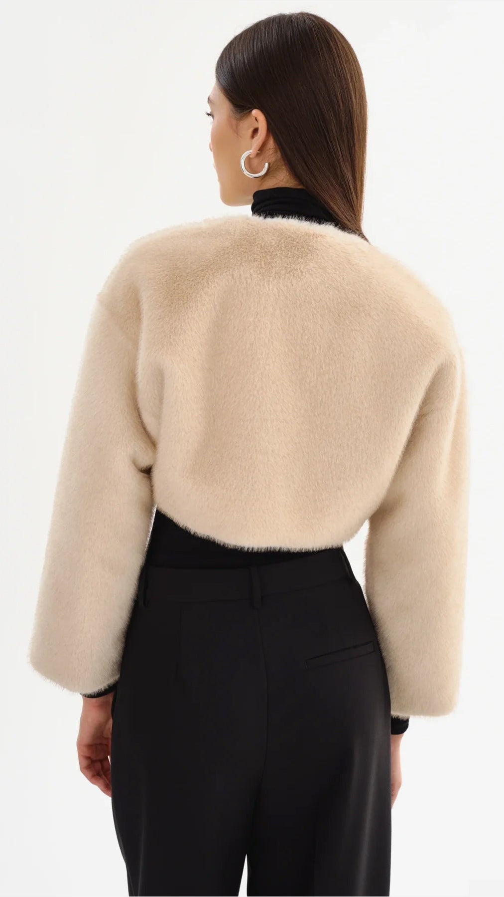 Lamarque Rowdie Faux Fur Crop Jacket in Angora