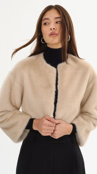 Lamarque Rowdie Faux Fur Crop Jacket in Angora