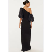 Likely Natasha One Shoulder Puff Sleeve Gown in Black
