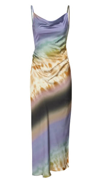 Misa Livia Satin Cowl Dress in Cerulean Ombre