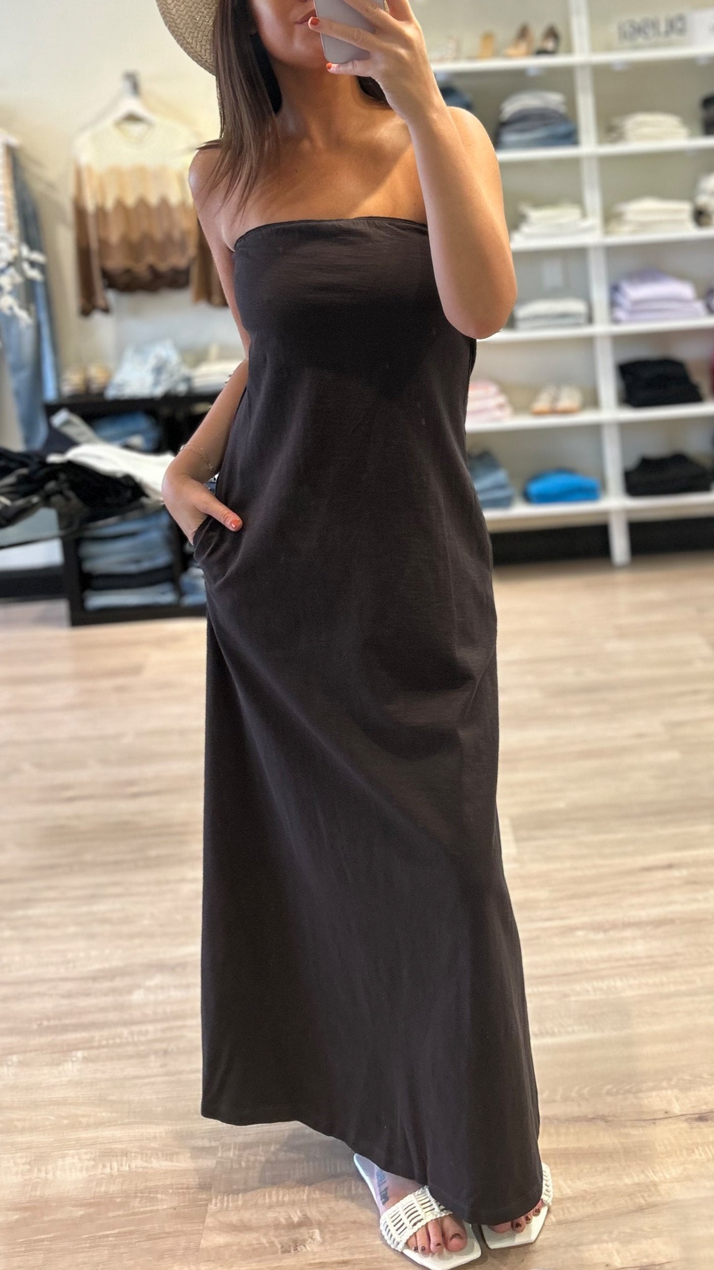 LNA Topanga Strapless Maxi Dress in Pirate Black Suite 201 LNA Topanga Strapless Maxi Dress in Pirate Black Suite 201