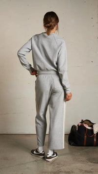 Perfect White Tee Claud Track Pant in Heather Grey/Ivory