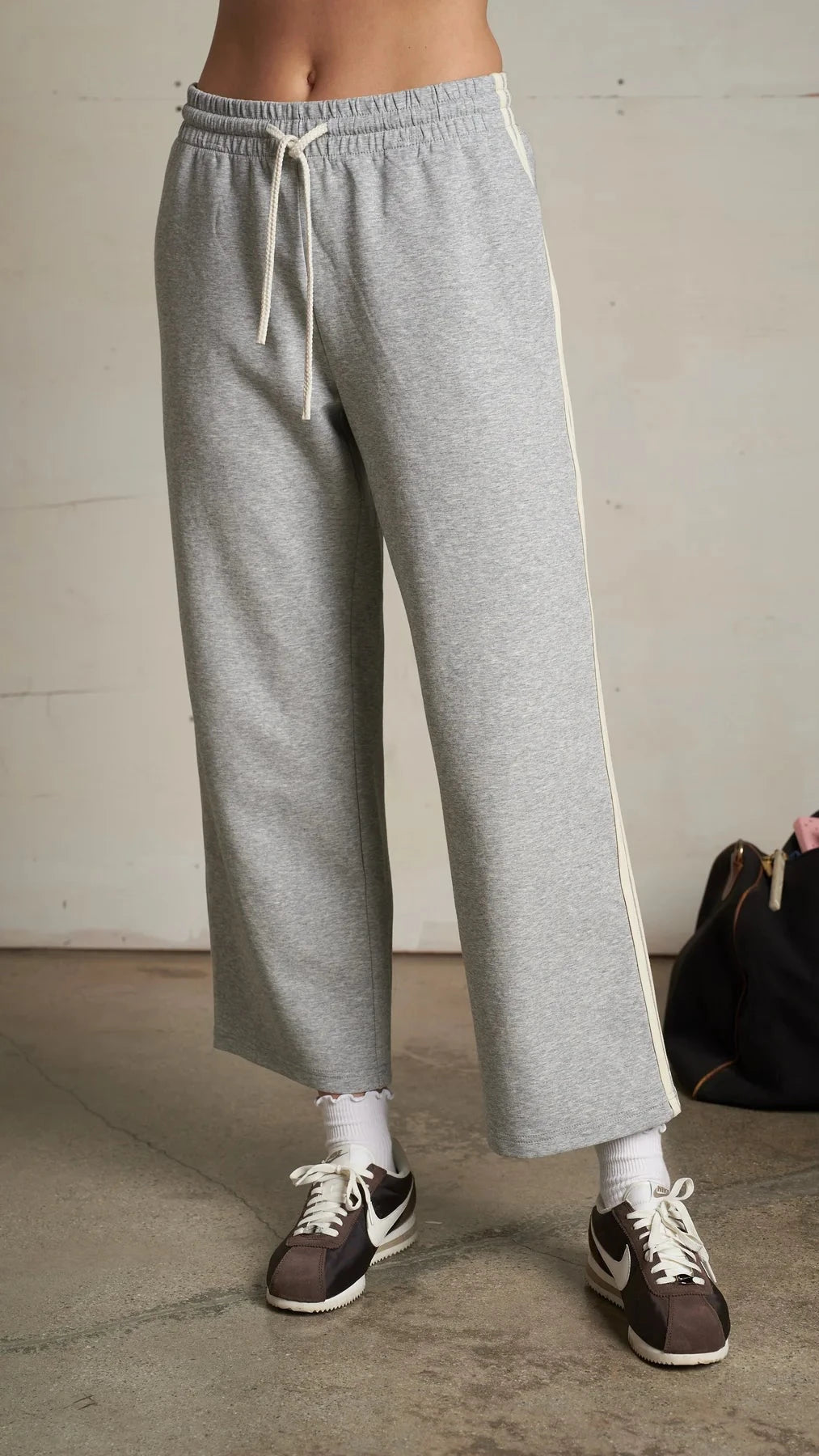 Perfect White Tee Claud Track Pant in Heather Grey/Ivory
