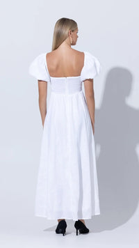 Lusana Amy Linen Maxi Dress in White