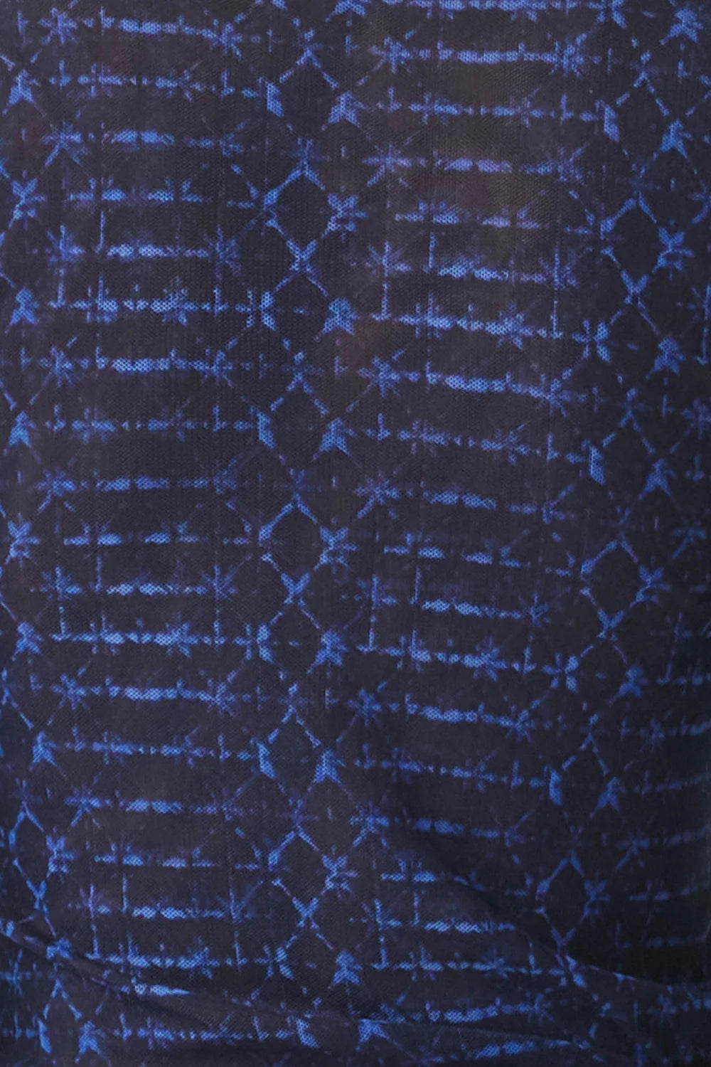 Misa Nadja Mesh Mock Neck Long Sleeve Top in Midnight Shibori