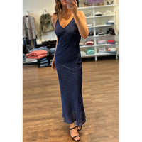 Misa Zia Slip Midi Dress in Midnight Shibori