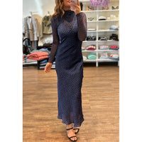 Misa Zia Slip Midi Dress in Midnight Shibori