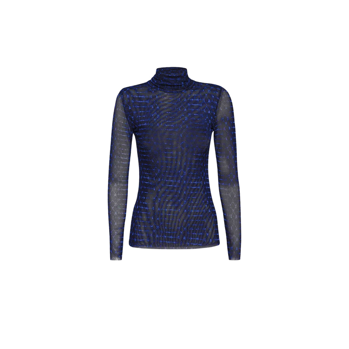 Misa Nadja Mesh Mock Neck Long Sleeve Top in Midnight Shibori