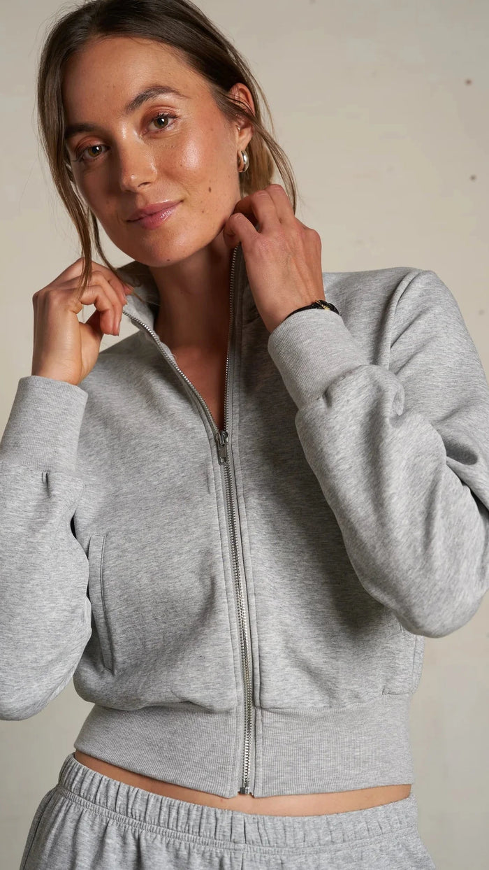 Perfect White Tee Milana Track Jacket in Heather Grey