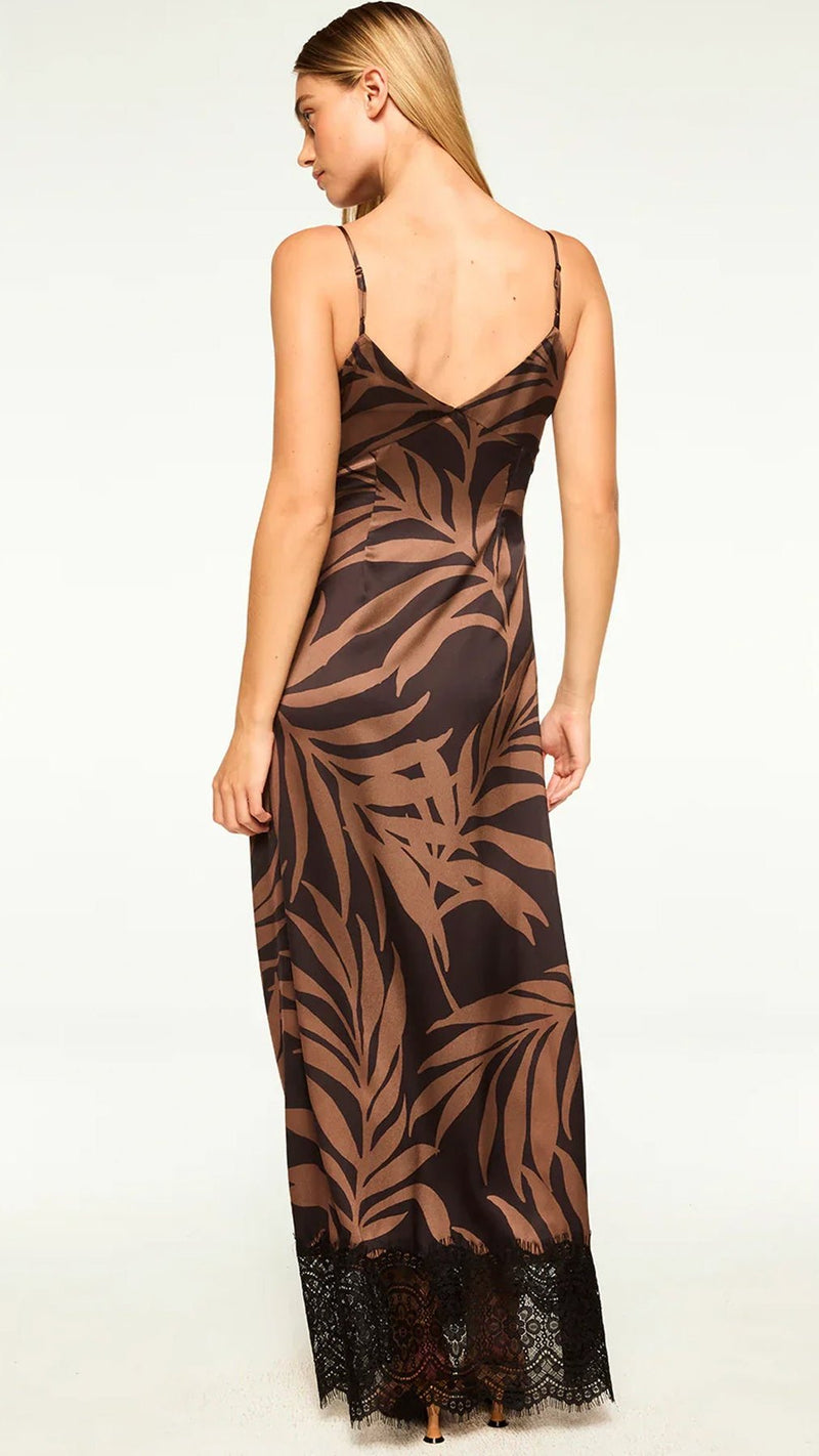Misa Tova Maxi Dress in Chocolate Palm