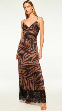 Misa Tova Maxi Dress in Chocolate Palm