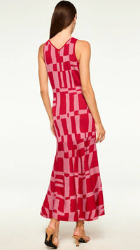 Misa Brenna Knit Midi Dress in Red/Pink