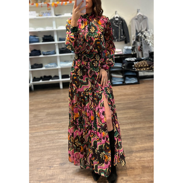 Misa Daphne Long Sleeve Dress in Flora Groove Print
