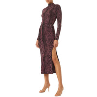 Misa Bow Knit Midi Skirt in Plum