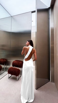 Misha The Alastair Satin Gown in Ivory