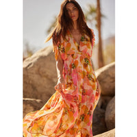 Misa Isabel Short Sleeve Maxi Dress in Golden Poppy