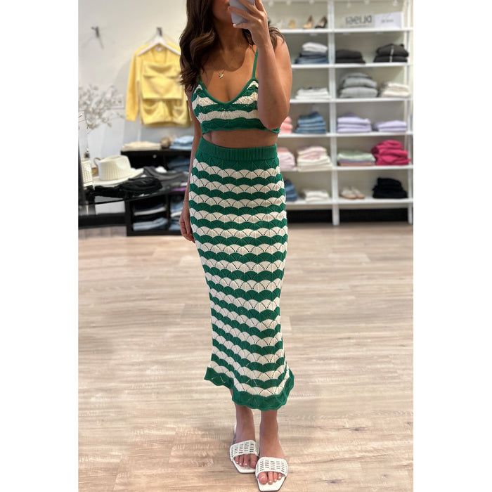 Misa Eida Crochet Bralette Top in Emerald Stripe