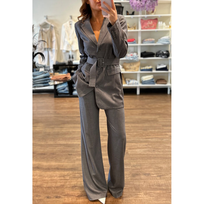Amanda Uprichard Meritt Belted Blazer in Eton Pinstripe