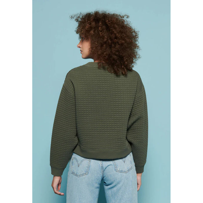 Nation LTD Ozzie Quilted Sweatshirt in Stoned Moss