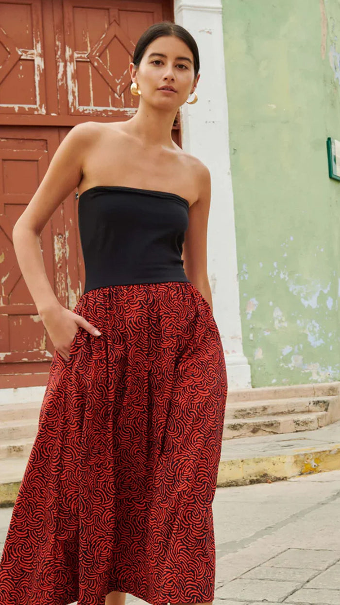 Nation LTD Gabbriette Strapless Dress in Abstract Swirl