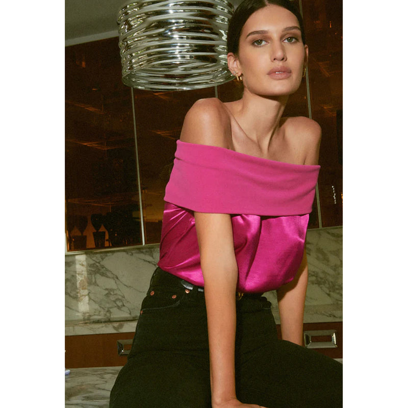 Nation LTD Vera Off The Shoulder Top in Miss Magenta
